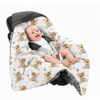 Minky sleeping bag 80x80cm for car seat baby wrap swaddle - bear