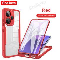 PocoM6 360 Full Body Front+Back Clear Case Shelluxe For Xiaomi POCO M6 M6Pro Pocophone M6 Pro Silicone Double Sided Phone Cover POCO M6 raudona