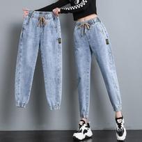 Jeans Women Spring Autumn Korean Version High Waist Pants Slimming Straight Leg Bundle Haren XXXL