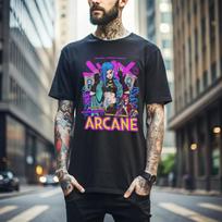 100% cotton TOPS UNISEX TEES MENS WOMENS Jinx Arcane T-Shirt Japanese Anime Cartoon Jinx Arcane Graphic T-Shirt Gift 386 2XL juoda