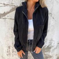 Spring Women Corduroy Coats Hooded Pocket Zippers Loose Autumn Baseball Jacket Female Long Sleeve Loose Outerwear XXXXXL juoda