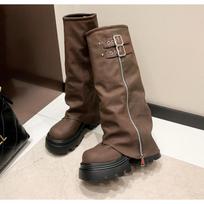 Fashion Designer Thick Soled Boots Western Knight Boots Long Tube Boots for Women in Autumn and Winter, Knee Length Slim High Tube Boot 35 ruda
