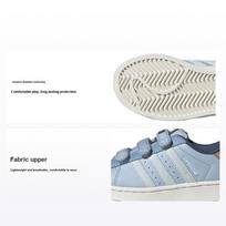 Adidas Originals Superstar Fabric Lightweight Comfortable Durable Shock Absorption Low-Top Kids Skate Shoes Kids Sneakers Blue IH3291 28