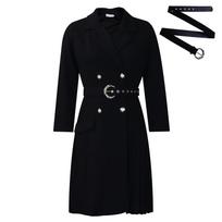 Fashion High Waist Pleated Midi Dress Women Office Business Casual Spliced Slim Fit Blazer Dress L juoda