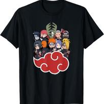Ripple Junction x Naruto Shippuden Akatsuki Clan Chibi Anime T-Shirt S juoda