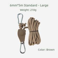 5M Length Adjustable Lanyard Pulley Hook Tent Fastener Khaki