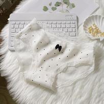 Antibacterial Retro Lace Polka Dot Cotton Women's Panties - Class A, Comfortable & Sexy XL (recommended for 100-120 jin) balta