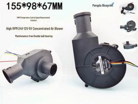 High-Speed BBQ Grill Turbine Blower, 5V/12V/24V, Moxibustion & Smoke Exhaust, Round Mouth, PWM Speed Control, Heat Dissipation (Model 9733). 5V Dual Ball Bearing (4-Wire Plug)