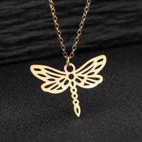 Stainless Steel Dragonfly Necklace For Women Elegant Choker Chain Pendant Party Jewelry Gift