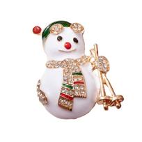Snowman Brooch For Christmas Party Alloy Jewelry With Diamonds Festive Accessory Holiday Gift