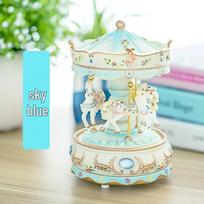 Luminous Carousel Music Box: Castle in the Sky with Light-up Base - Perfect Gift for Children's Birthdays Birthday Edition rožinė