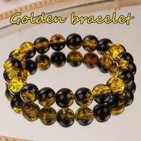 Black and Gold Amber Resin Beaded Bracelet Luxury Fashion Jewelry for Men Women Daily Wear Party Gift