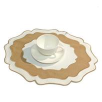 Scalloped Linen Placemat Dining Table Mat Machine Washable Wrinkle Free Dining Placemat for Home Farmhouse Kitchen Restaurant ruda