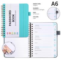 With Alphabetical Tabs Pocket Password Keeper Book A6/B6 Size with Penholder Password Keeper Notebook Strap Portable