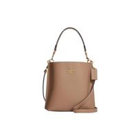 COACH Mollie solid color snap closure leather bucket bag hand shoulder crossbody bag 22 women's taupe pilka spalva