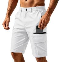 Men's Summer Casual Multi Pocket Cargo Shorts Outdoor Knee Length Work Shorts with Elastic Waistband and Zipper Pockets for Daily Use XXXL balta