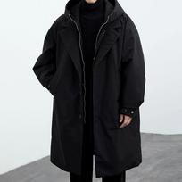 Men's Autumn Fake Two-piece Hooded Mid-length Windbreaker L juoda