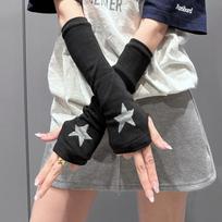 Gothic Punk Fingerless Gloves Rivet Oversleeve Black Cuff Cosplay Hip Hop  Costumes Accessory