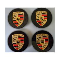 Porsche ratlankių centriniai dangteliai | Juodi 76 mm