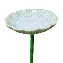 Ceramic Bird Bath Bowl Flower-Shaped Insect Water Dispenser Mixer Bee Bird Feeder  Yard Decorative Vertical Stripe B