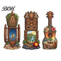 Three-piece Pendant Set 3Pcs Hawaiian Tiki Wooden Wall Hanging Sign, Tropical Surf Coastal Art, Art Exquisite Plaque for Home Bar Patio Decor 1