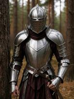 Viduramžių Riterio Kostiumas – Pilno Šarvo Kryžiuočio Karo Kostiumas su Gotikiniu Barbuta Šalmu LARP, Cosplay ir Istoriniam Rekonstrukcijai sidabras