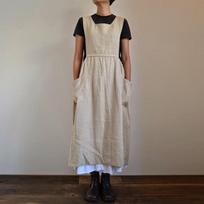 Women's Cotton Linen High Waist Long Apron Dress (2023) XXL smėlis