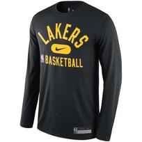 NBA Los Angeles Lakers Solid Color Round Neck Letter Logo Training Long Sleeve T-Shirt Men Tops Black DA5967-010 S
