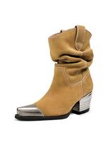 Fashion Pointed Pleated Thick Heel Western Boots 2025 Autumn New Elegant Women's Party Short Boots Street Fashion Casual Chelsea Boots 35 raudona