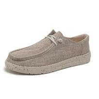 Summer large size lightweight shock-absorbing breathable loafers men's one-pedal lazy canvas casual shoes 40