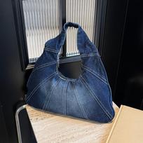 Vintage Denim Women Totes Brand Fashion Causal Shoulder Bag Large Capacity Female Shopper Hobo Armpit Bag CLE 40x8x21cm tamsiai mėlyna spalva
