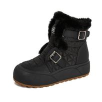 Fashion Winter Autumn Wedges Short Boots Women High Heel Snow Boots Short Plush Fur Ankle Boots Increased Internal Female Platform Shoes 34 juoda