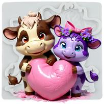 Cow Silicone Mold Cattle Love Heart Fondant Molds Cake Decorating Tools Theme Cake Dessert Decorated Chocolate Candy Mold pilka spalva