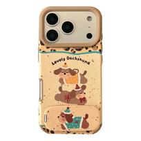 Animacinis šuniukas stovas telefono dėklas, skirtas iPhone 17 ir iPhone 17 Pro Max iPhone 11