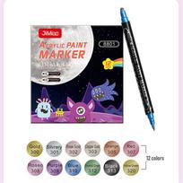 Dual-tip metallic acrylic marker pen, non-press, large capacity, blendable for student art. Double-headed Acrylic Marker Pen black