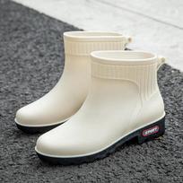Water Boots Woman Rain Free Shipping Ankle Rubber Shoes Women Work Garden Galoshes Waterproof Rainboots Botas 36 smėlis