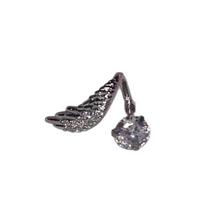Silver Wing Shaped Ear Bone Stud Handmade Cartilage Stud Earring Rhinestones Decorated Jewelry Accessory For Daily Wear