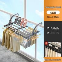 Retractable No-Drill Balcony Clothes Drying Rack - Multi-functional, Foldable, Simple Design black