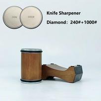 Professional Rolling Knife Sharpener - 4 Adjustable Angles 12/15/18/20° Diamond Stone Wooden Base Kitchen Sharpening Tool As Photos