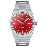 Tissot PRX Kolekcija Kvarcinis Mechanizmas Vyriški Laikrodžiai Laikrodis 40mm Raudonas Ciferblatas Nerūdijančio Plieno Apyrankė T137.410.11.421.00 Red Watch Dial
