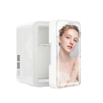 SkincareGlow Mini Fridge 4L 6 Can with Dimmable LED Mirror Cooler Warmer for Makeup Skincare Food Portable Bedroom Office Car