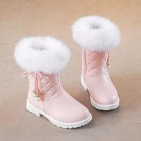 Winter Girl Boots  Versatile Long Tube Boot Comfort Casual Cotton Boots Warm Princess Girl Shoe Velvet Simple Snow Boot 27 rožinė
