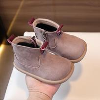 Autumn Winter Baby Boys Girls Boots Oxford Suede Children Casual Shoes Outdoor Anti-slip Infant Shoes Plush Kids Ankle Boots 21 rožinė
