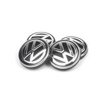 4 vnt. 56 mm ratų centriniai dangteliai, suderinami su Volkswagen 6C0 601 171 emblema, chromo apdaila, patvarus tvirtinimas