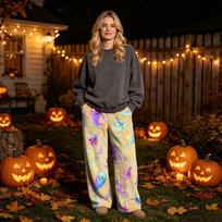 Women's Flannel Pajama Pants with Halloween Print for Cozy Lounging and Sleepwear XXL
