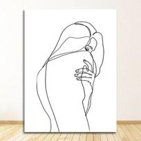 Plakatai ir spaudiniai Sienų paveikslai svetainės dekorui Abstraktus linijų piešinys Meilės bučinys Seksualios merginos sienų menas Drobės tapyba Skandinaviškas 21cm×30cm NoFrame white