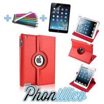 Case + Film + Stylus - Phonillico - Compatible Apple iPad Air 2 / Air 1 - Red - Rigid 360 Multi-positions raudona