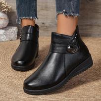 Large size mother boots autumn and winter new thick-soled high-top velvet thermal cotton boots side zipper women's boots 36 juoda
