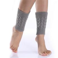 Knitted Warm Leggings and Boots European and American Thick Linen Pattern Short Socks Women's Wool KTB One Size šviesiai pilka spalva