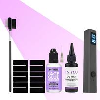 Professional UV Hair Extension Kit with Fast-Curing Lamp & Anti-UV Shield Guards, 30g Glue & 30ml Remover for Fast Drying, Salon & Home Use A set